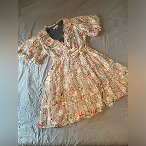 Dance & Marvel Floral Dress with Puff Sleeves